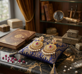 GIVA Regal Chandbali Earrings with Ruby Accents