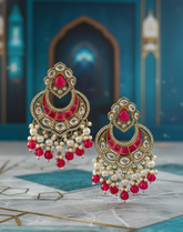 GIVA Royal Ruby Kundan Chandbali Earrings