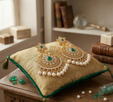 GIVA Regal Chandbali Earrings with Emerald Accents