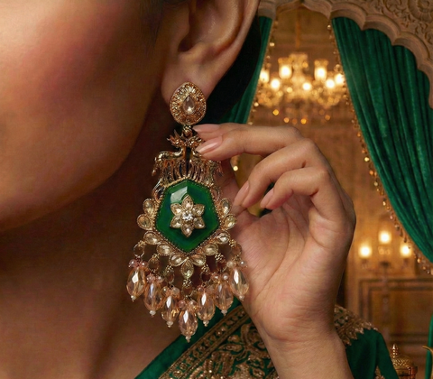 GIVA Emerald Radiance Heritage Earring