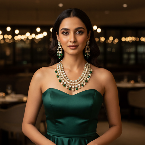 Classic Pearl & Emerald Elegance Set