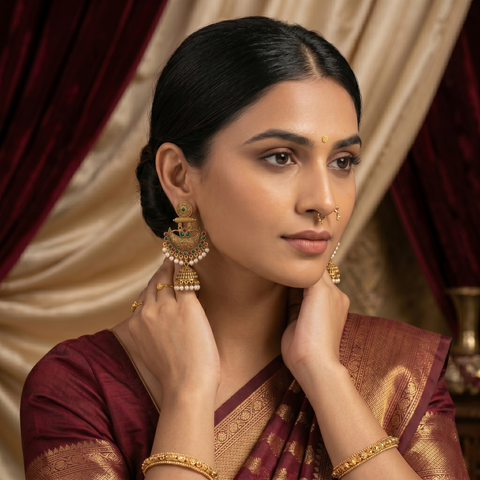 Classic Temple Jhumka Earrings